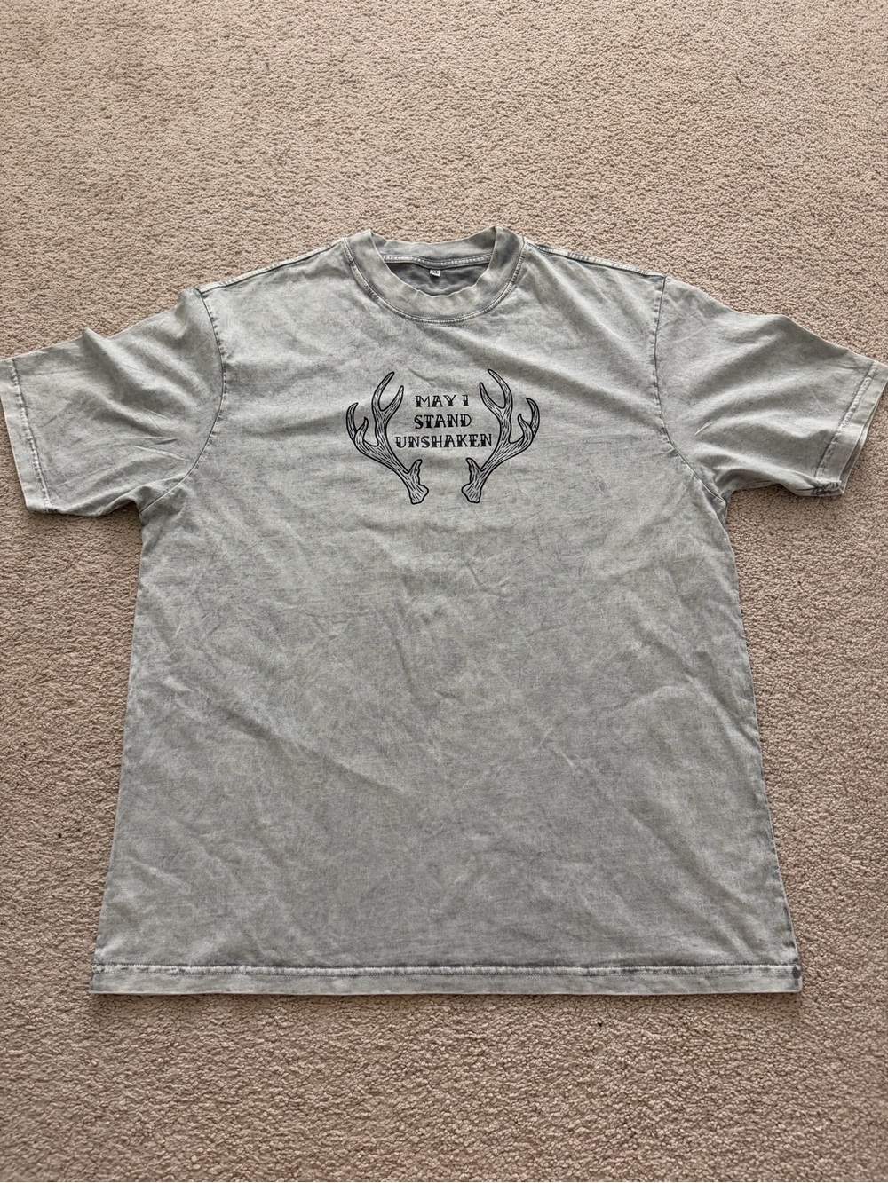 May I Stand Unshaken Antler Graphic Short-Sleeve Tee - Gray